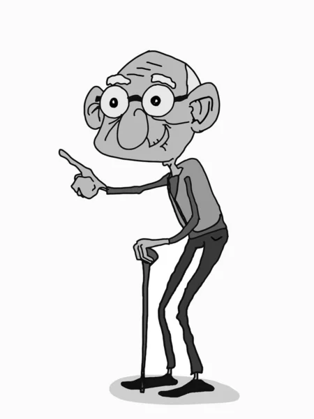 Cartoon cute old man,elderly ,grandfather illustration,gray colors