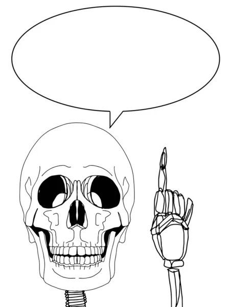 Kafatası Işaret Konuşma Balonu Çizimi — Stok fotoğraf