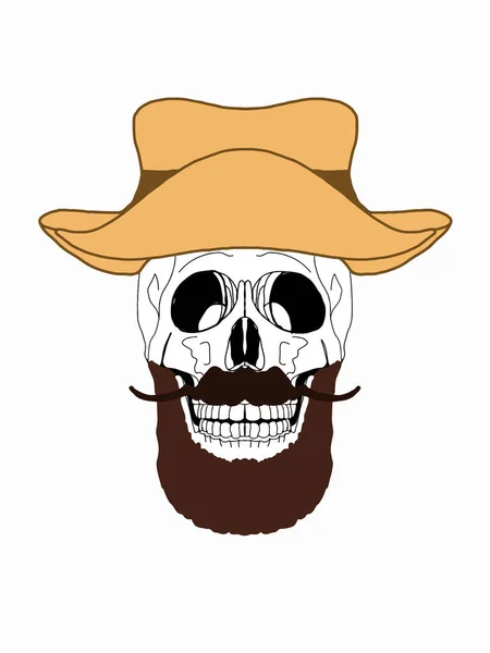 Kafatası Sarı Şapka Çizimi — Stok fotoğraf