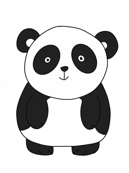 Söt Tecknad Film Panda Djur Illustration Färgläggning Ritning Linje — Stockfoto