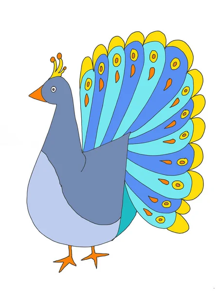 Cute Cartoon Peacock Animal Illustration — Stock Photo, Image