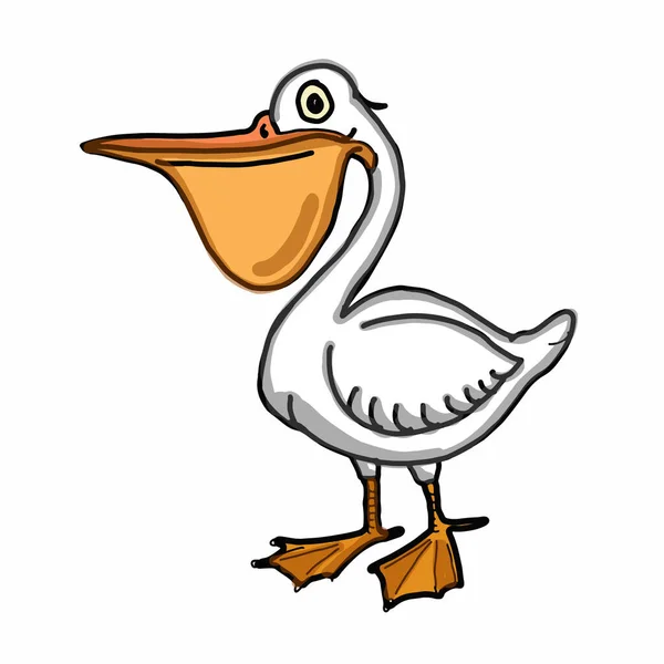 Carino Cartone Animato Pelican Animale Illustrazione — Foto Stock