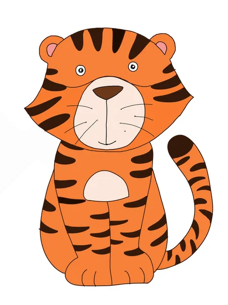 Mignonne Dessin Animé Tigre Dessin Animalier — Photo