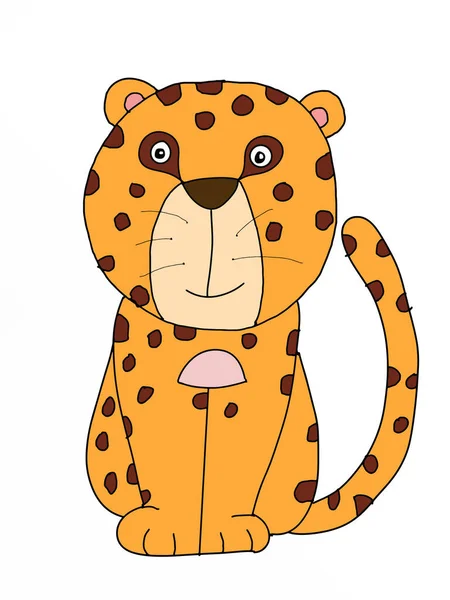Schattig Cartoon Cheeta Illustratie Tekening Lijn Kleuren — Stockfoto