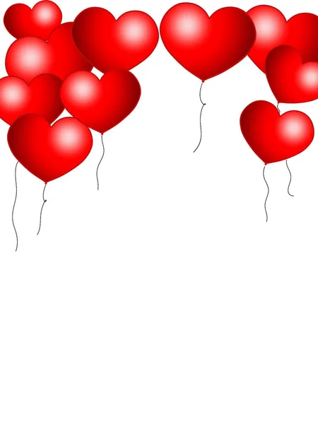 Corações Vermelhos Balões Texturas Fundo Banner — Fotografia de Stock