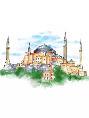 Ayasofya Müzesi - Türkiye 'deki Ayasofya İllüstrasyon ve metin suluboya