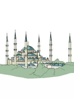 Mavi Cami Sultanahmet Camii Türkiye İstanbul illüstrasyonu