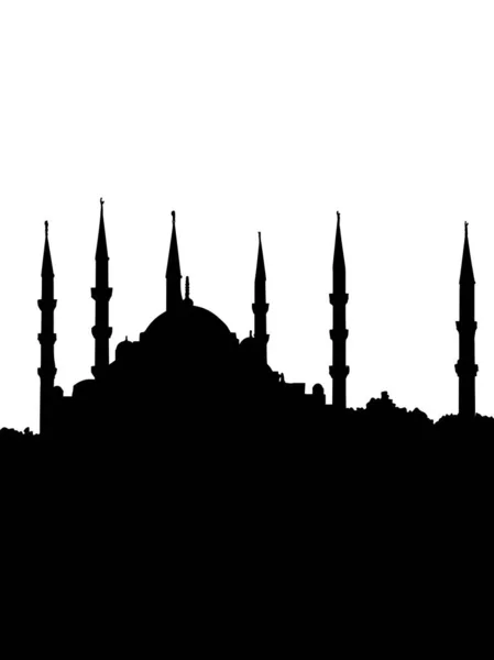 Mezquita Azul Sultanahmet Camii Turquía Estambul Ilustración Silueta Negra — Foto de Stock