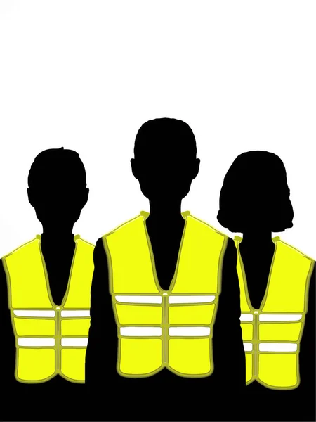 Mensen Silhouet Half Bady Dragen Geel Vest Illustratie — Stockfoto