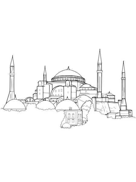 Het Hagia Sophia Ayasofya Museum Turkije Illustratie Lijn Tekening Stockfoto