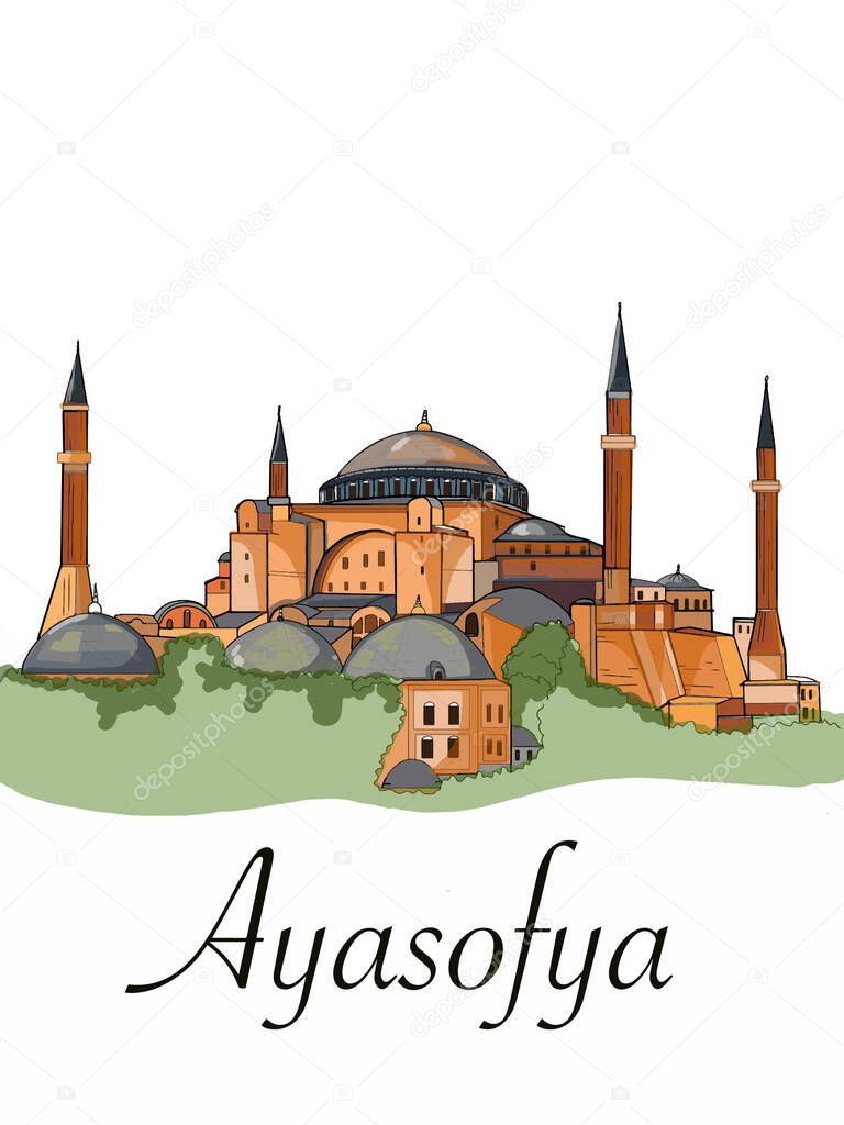 The Hagia Sophia - Ayasofya museum in Turkey illustration 