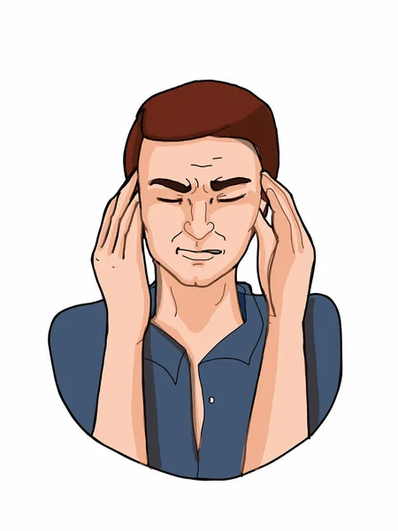 Headache Man Half Body Illustration — Stock Photo, Image