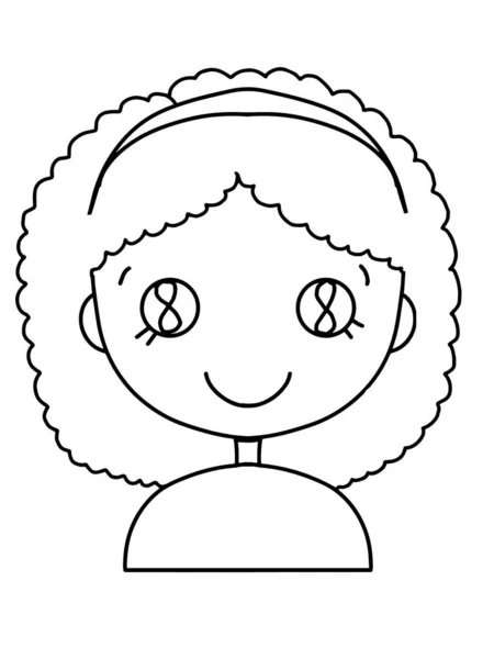 귀엽고 Kawaii Character Icon Woman Man Half Body Line Drawing — 스톡 사진