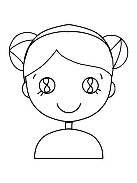 귀엽고 Kawaii Character Icon Woman Man Half Body Line Drawing — 스톡 사진