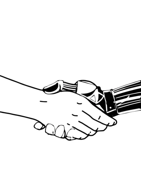 The robot hand to shake hands with people black