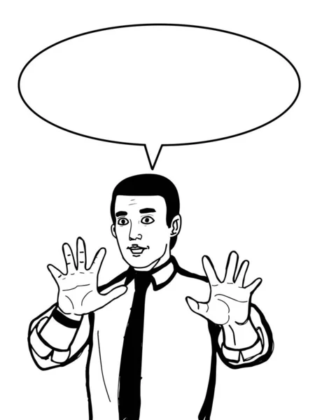 Cartoon Businessman Half Body Surprised Illustration Speech Bubble — Stock Photo, Image