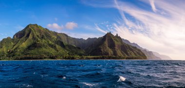 Panoramic view of Na Pali coast from the ocean, Kauai clipart