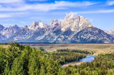 Grand Teton dağları Yılan nehri manzaralı