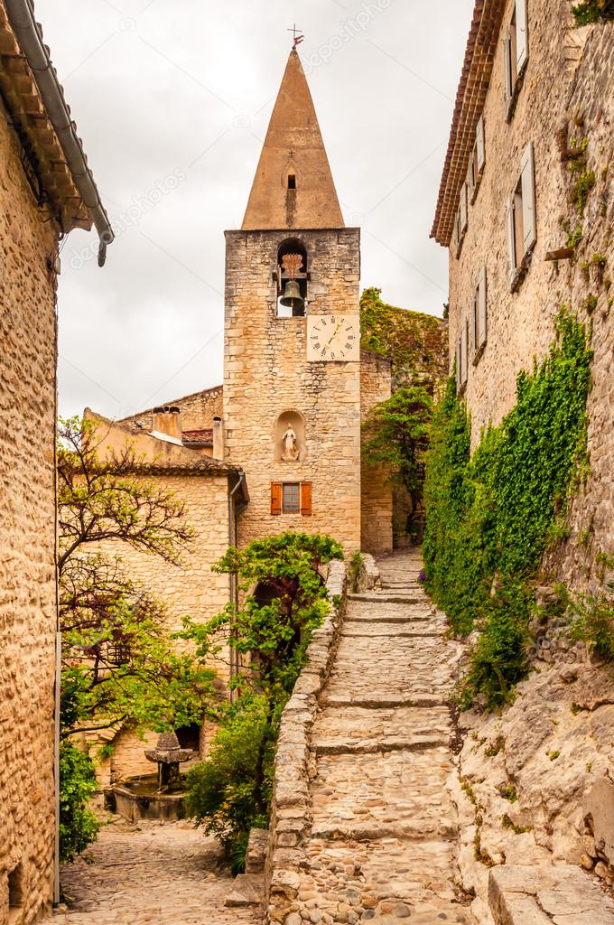 Scenic view of historical old village Le Crested in Provence