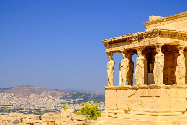 Detalle de arquitectura del antiguo templo Erechteion en la Acrópolis — Foto de Stock