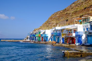 Klima, Greece - 27 August 2015: Scenic view of traditional fishe