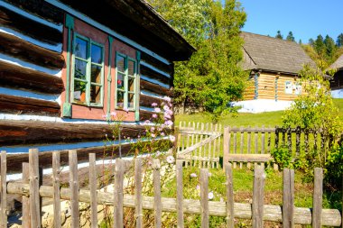 Slovakya, Doğu Avrupa eski geleneksel ahşap evde detay