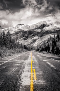 Landscape view of the road on Icefields parkway in Canadian Rock clipart