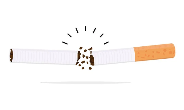 Broken Cigarette Butt Vector Flat White Background — Image vectorielle