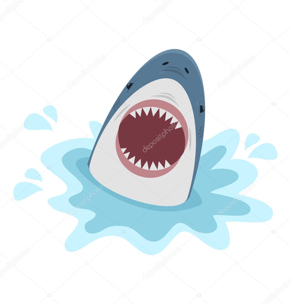 Big shark with open mouth on a white background