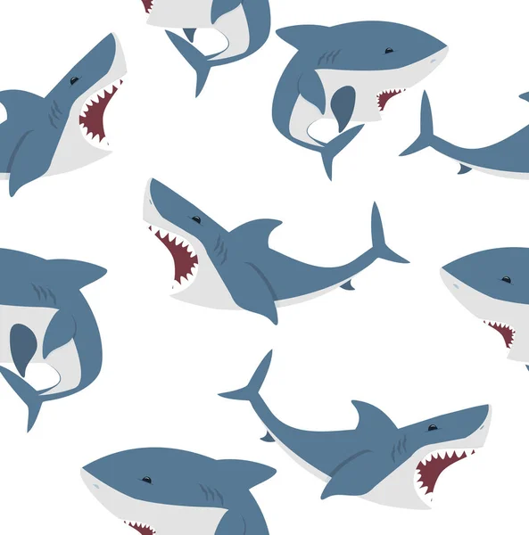 Grand Requin Vecteur Plat Motif Sans Couture — Image vectorielle