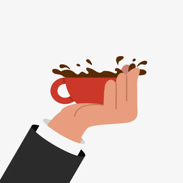 Рука Держа Красную Чашку Чая Кофе — стоковый вектор