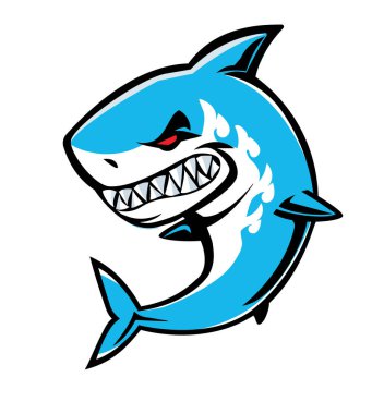  Beyaz arkaplanda köpekbalığı simgesi izole edildi