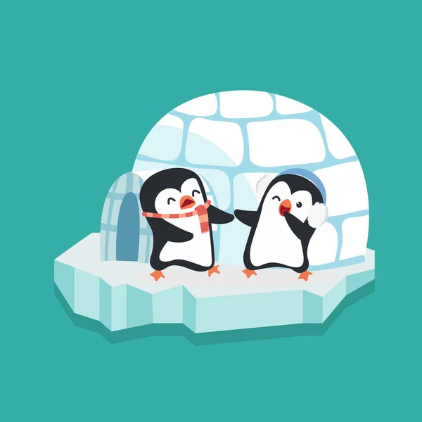 Bonito Pinguins Casal Amor —  Vetores de Stock