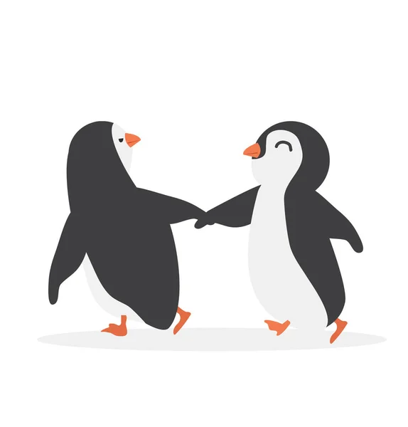 Söt Pingvin Par Glada Vektor — Stock vektor
