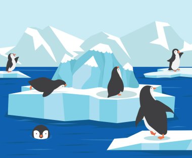 Penguenlerin aile geçmişine sahip Kuzey Kutbu Antarktika