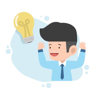 Ampul fikri olan iş adamı. 