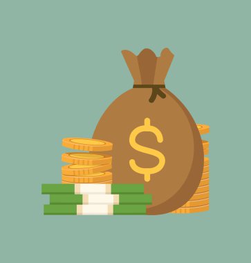 Para ve sikke torbası vektörü