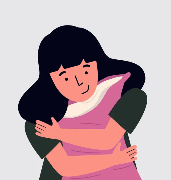 Κοιμωμένη Γυναίκα Αγκαλιάζει Ένα Μαξιλάρι — Διανυσματικό Αρχείο
