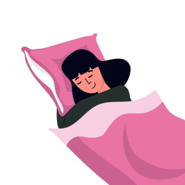 Genç kadın Yastık vektörüyle Uyuyor