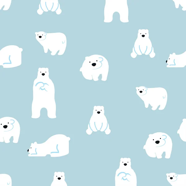 Bonito Polar Ursos Sem Costura Padrão — Vetor de Stock