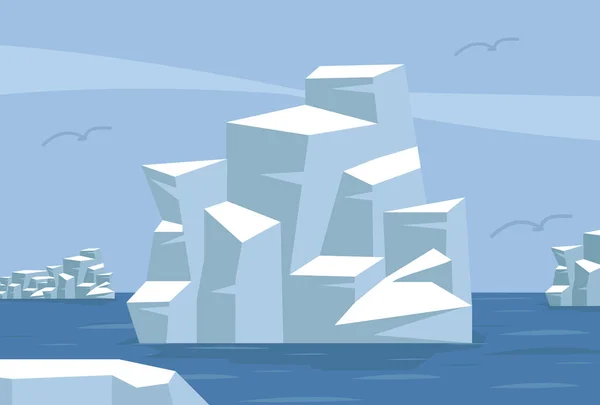 Polo Nord Artico Con Iceberg — Vettoriale Stock