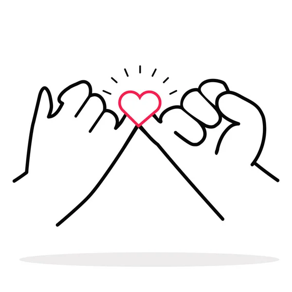 Pinky Promesa Línea Icono Con Corazón — Archivo Imágenes Vectoriales