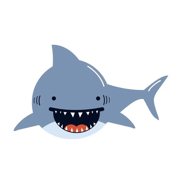 Çizgi Film Sevimli Büyük Köpekbalığı Taşıyıcısı — Stok Vektör