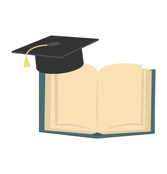 Casquillo Graduación Con Vector Libro — Vector de stock