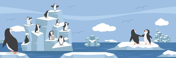 Nordpol Arktis Mit Pinguin Landschaft — Stockvektor