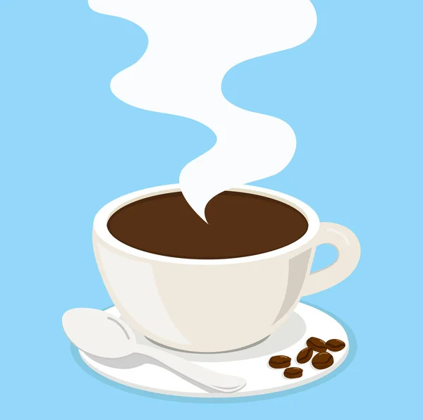Горячая Белая Чашка Кофе Фасолью — стоковый вектор