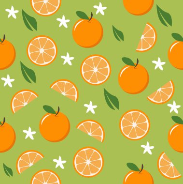 limon ve portakal dilimleri ve portakal çiçekleri kusursuz desen