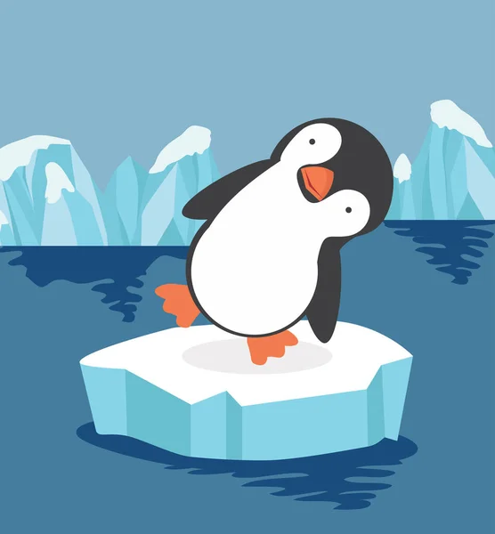 Lindo Pingüino Vector Témpano Hielo — Vector de stock