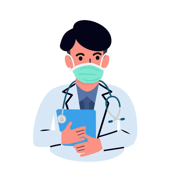 Homme Médecin Portant Masque Antigrippal — Image vectorielle