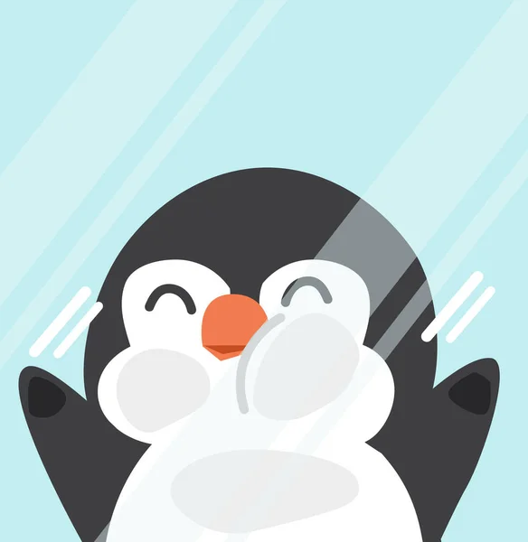 Grasa Pingüino Dibujos Animados Emoción Cara Vector — Vector de stock